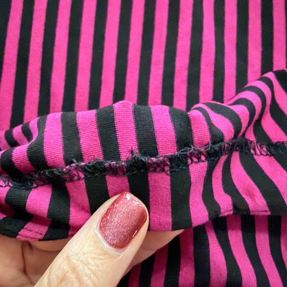 Vintage Y2K Betsey Johnson Hot Pink Black Stripe Midi Dress medium sexy - Picture 8 of 9